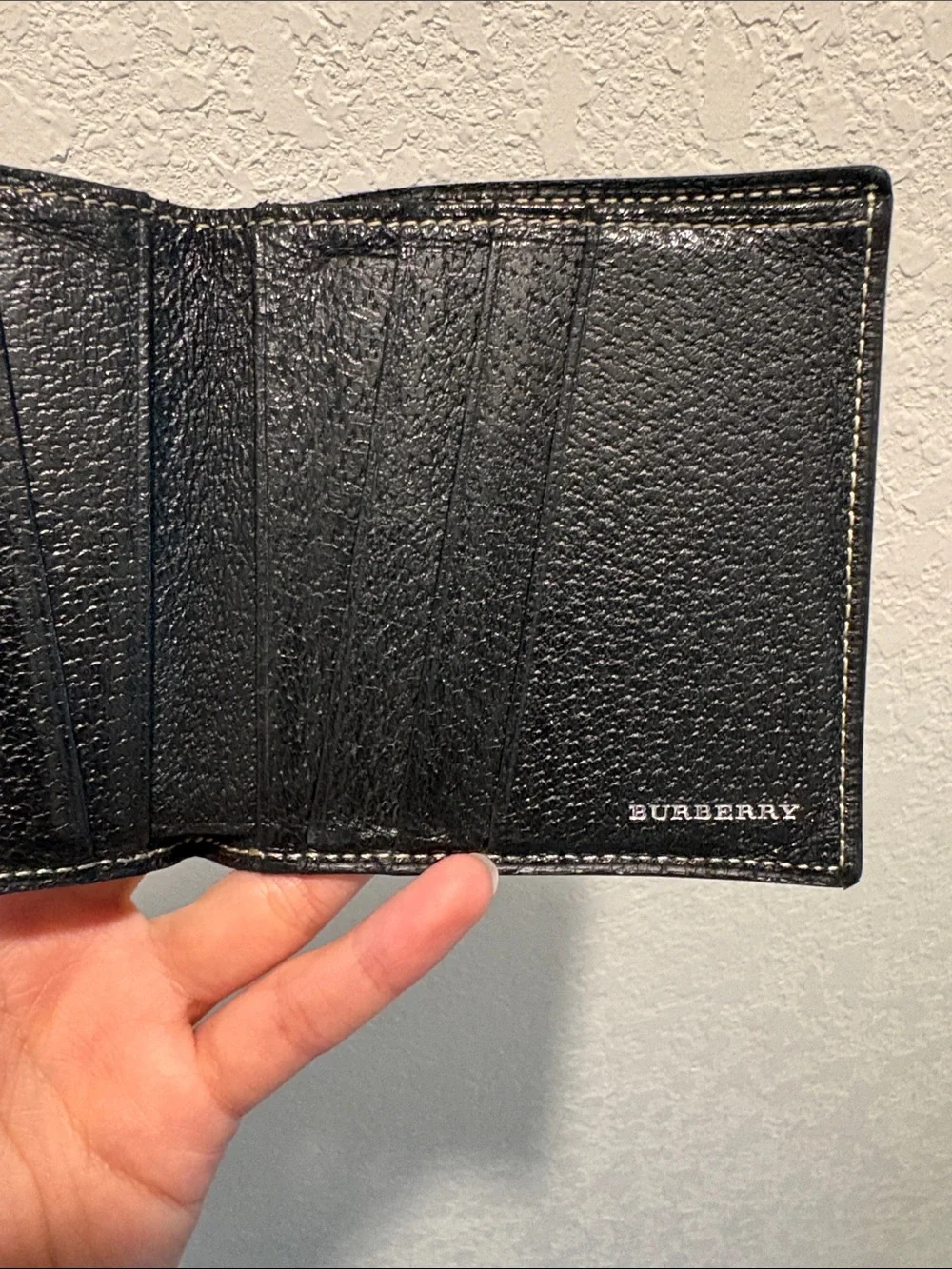 Burberry Black Leather Men's Bifold Wallet